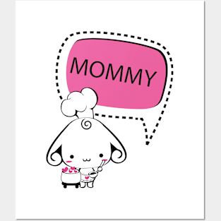 Loving Mommy Dog Cartoon with Heart Posters and Art